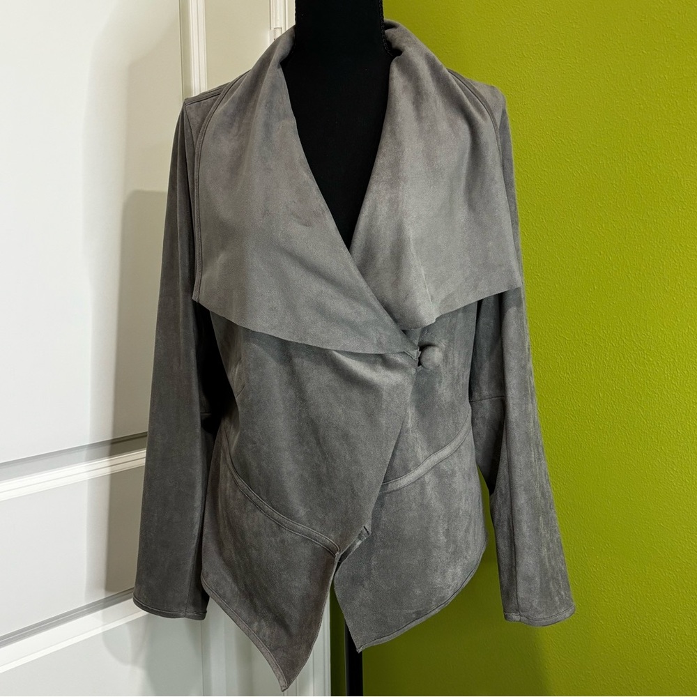 Soft Surroundings Gray Faux Wrap Suede Jacket Size Small